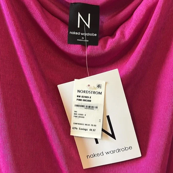 N BY NAKED WARDROBE Off The Shoulder Long Sleeve Minidress pink Orchard 2X - Picture 4 of 5